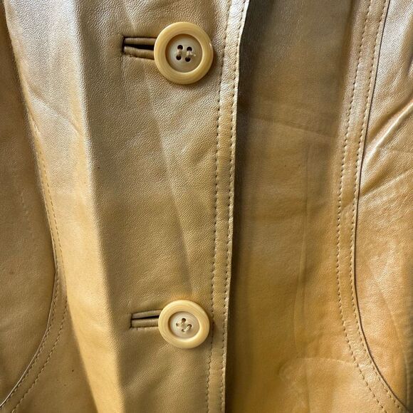 Lane Bryant Champagne Gold Shimmer 100% Leather Jacket Blazer 18 20 - Picture 5 of 10